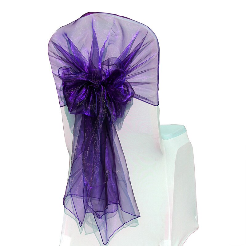Cinta de Organza para silla, lazos para boda, , decoración de banquete de Navidad, tejido puro de Organza, 65x275 cm, 1 pieza/bolsa: cadbury purple