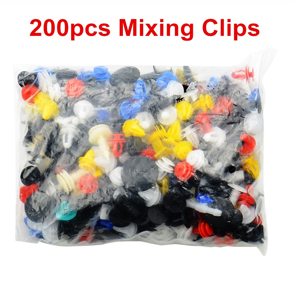 100 Stks/set Auto Zwart Gemengde Plastic Fastener Schroef Klinknagels Clips Kit Voor Auto Bumper Fender Versieringen Fastener Schroef Klinknagels Clip: 200pcs mixing clip