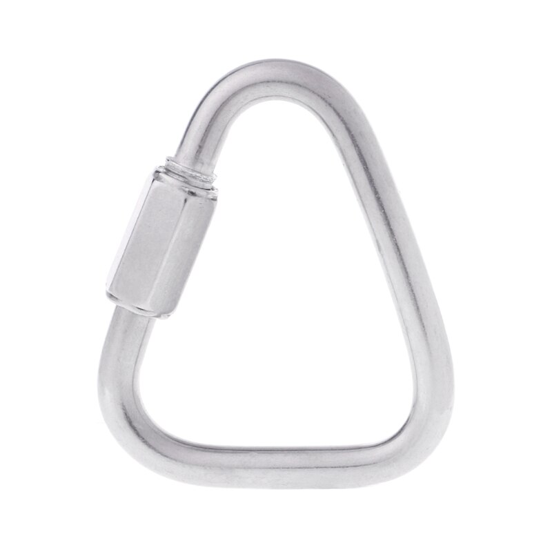 OOTDTY 304 Stainless Steel Screw Lock Triangle Carabiner Climbing Gear Safety Snap Hook