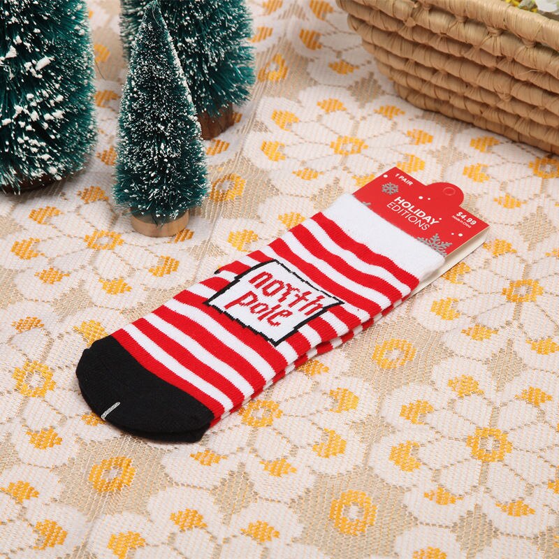 Noël bébé enfants unisexe chaussettes rouge bleu coton hiver noël bas chaussettes enfants noël chaussettes