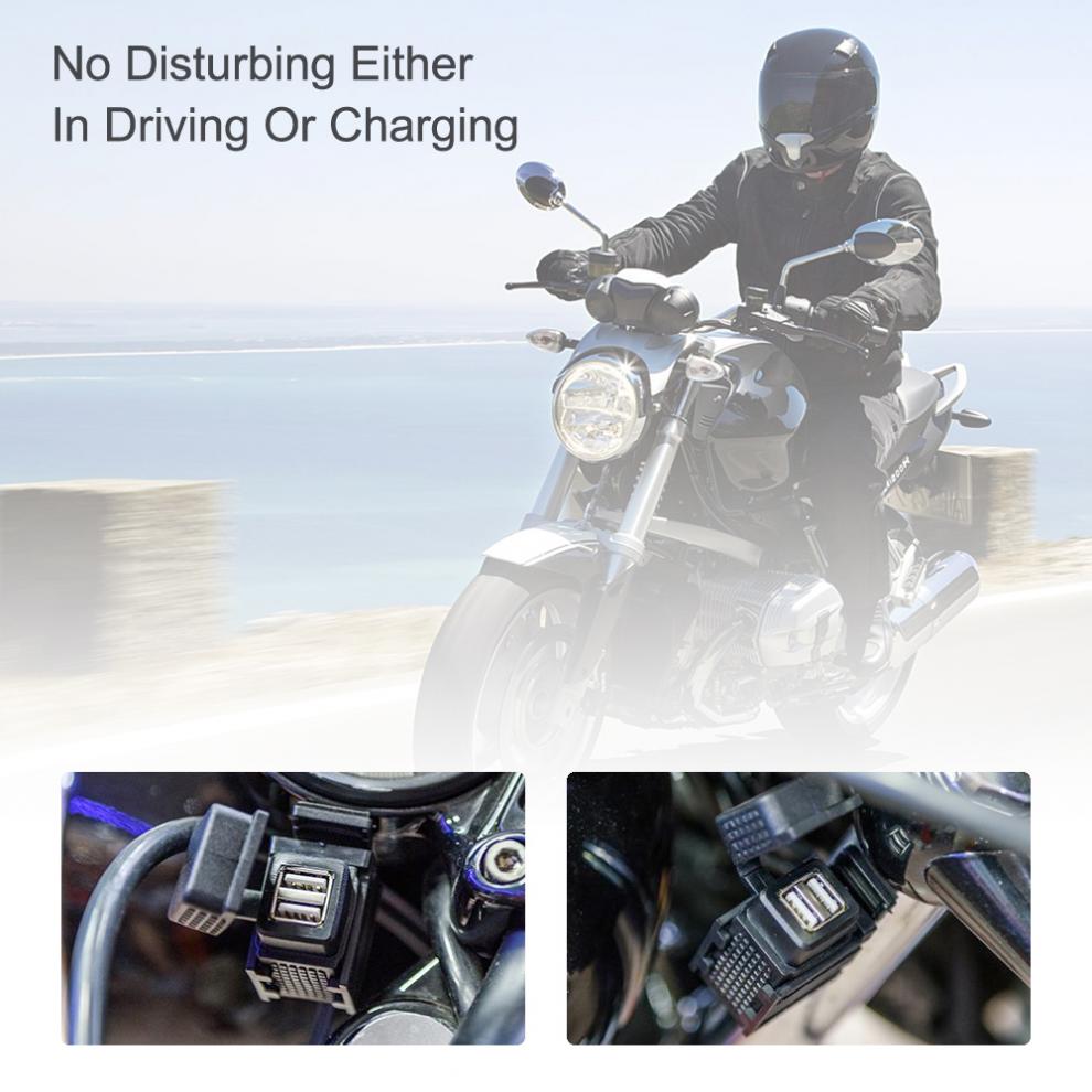 12V-24V 3.1A Motorcycle SAE Dual USB Cable Adapter Dual Port Power Socket Smart Phone Tablet GPS Charger for Motorbike