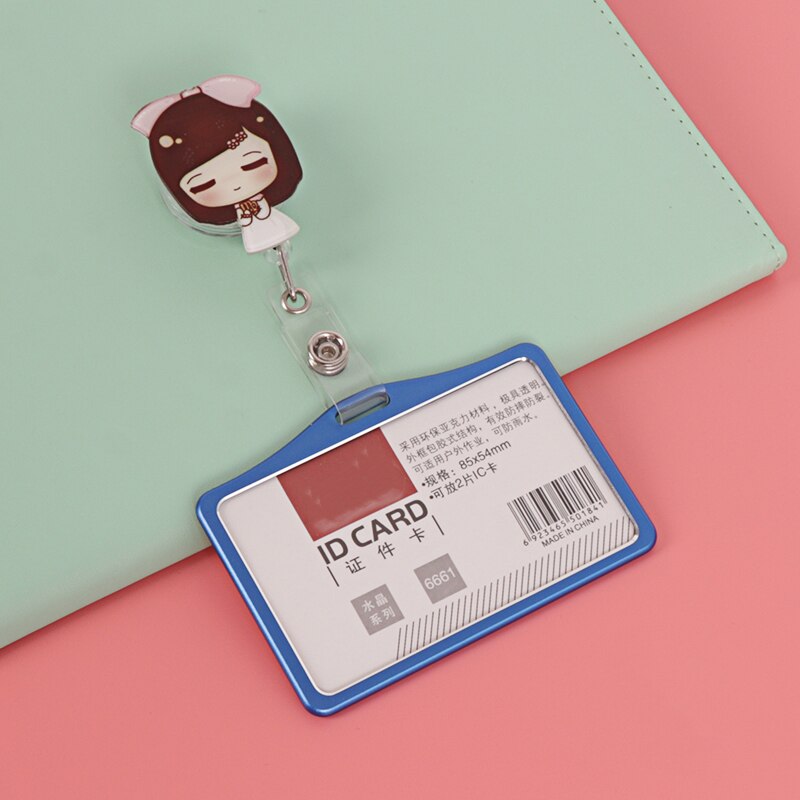 Aluminum Badge Holder Business Work Card With ABS Retractable Badge Reel ID Card Holder Nurse Accessories: NO.1