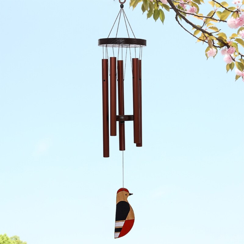 Windgong Rustgevende Melodische Tone Aluminium Buis Hout Vogel Wind Bell Tuin Decor