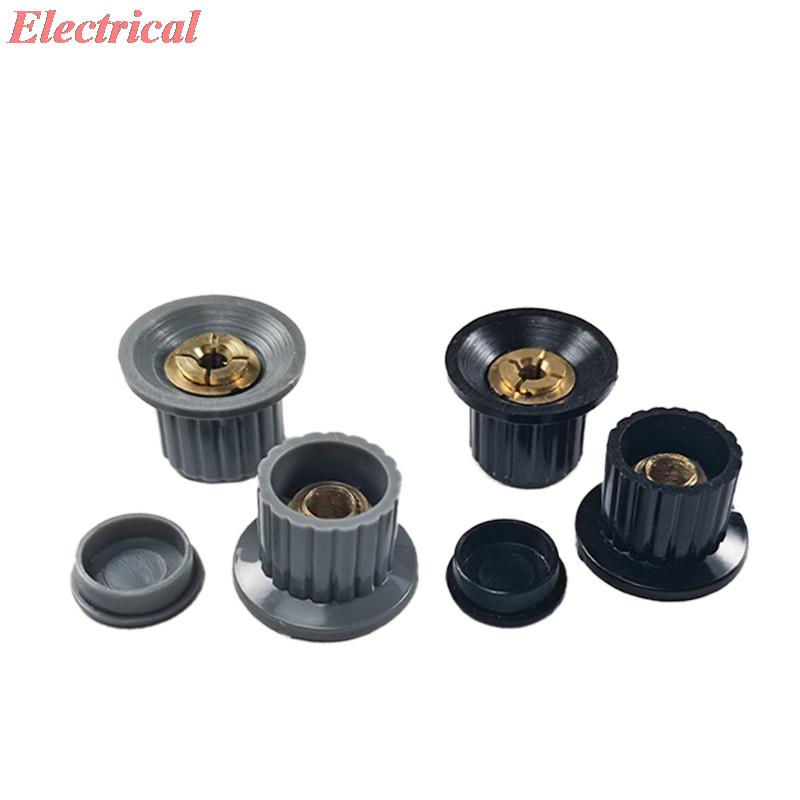 Tapa con botón para potenciómetro, eje moleteado de plástico, 4mm, 6mm, Agujero del eje de diámetro, negro/gris, 16x16mm, 25x18mm, 32x20mm