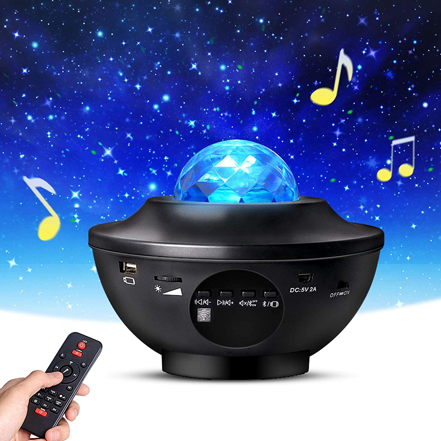 Musik-Spieler mit Bluetooth LED Galaxis Projektor Ozean Welle LED Nacht Licht Fernbedienung Sterne Nacht Rotierenden Licht Luminaria Für Kind
