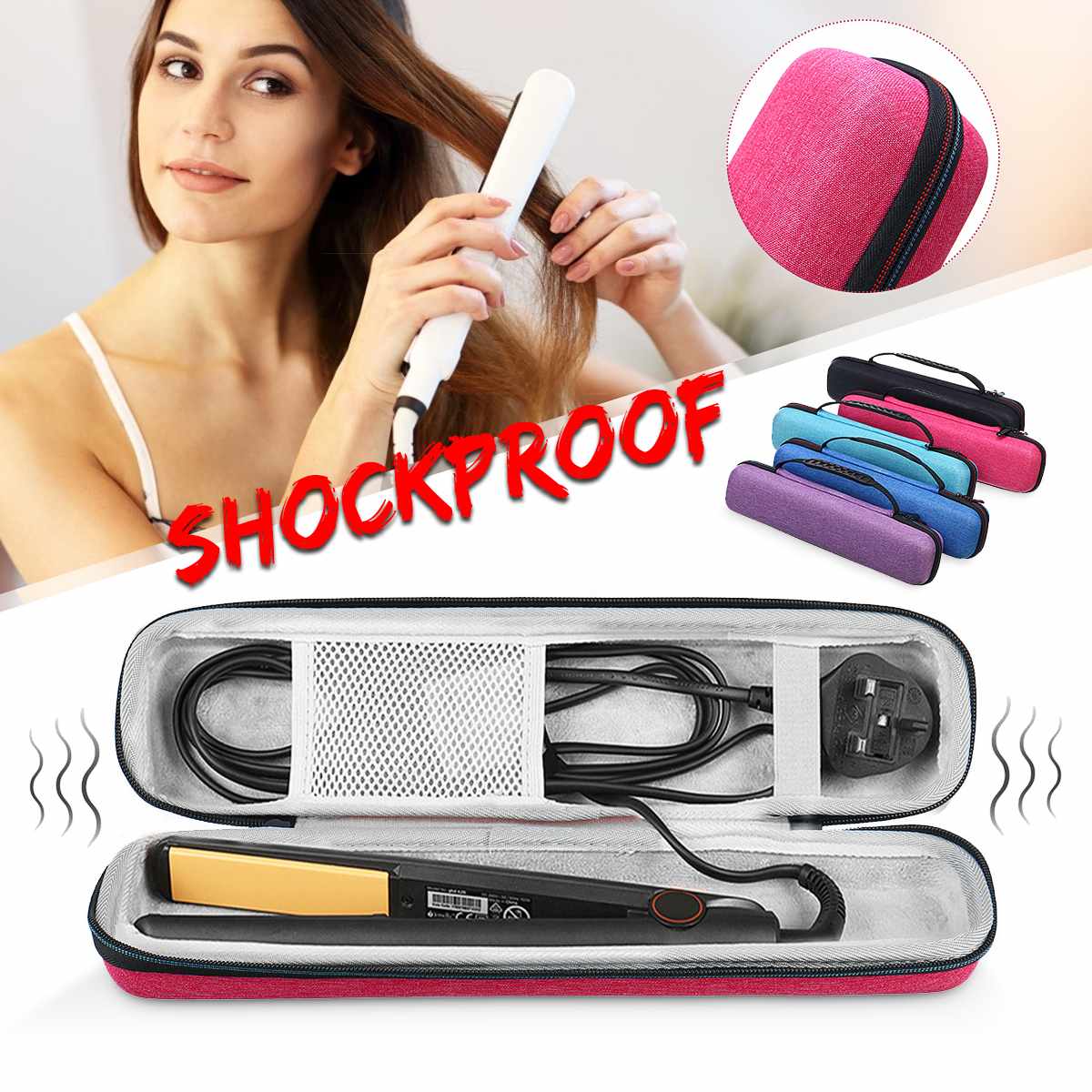 Eva hard haar stijltang beschermhoes schokbestendig opbergtas doos voor ghd iv goud voor braun  st780 antislip