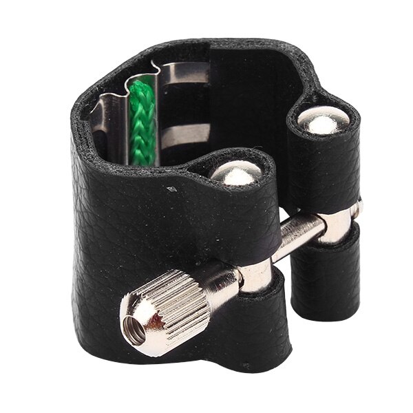 Fixador de bocal de saxofone de couro preto: Alto