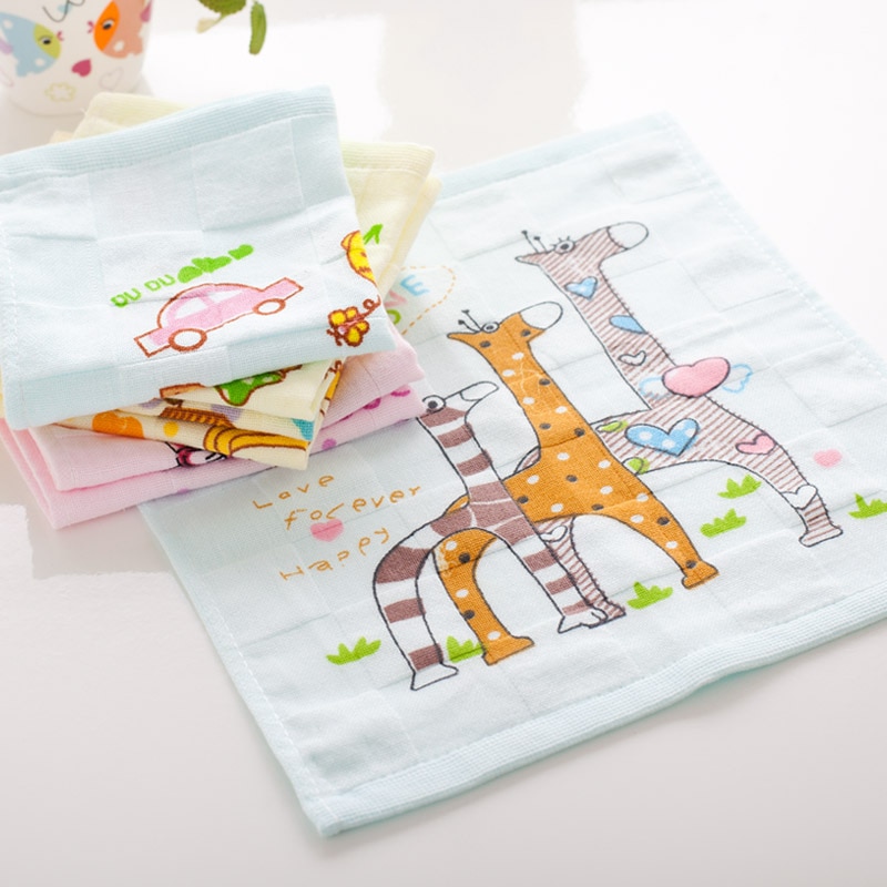27x27 cm Gaas gedrukt katoen kleine vierkante handdoek Handdoek Thuis Cleaning Gezicht voor baby voor Kids
