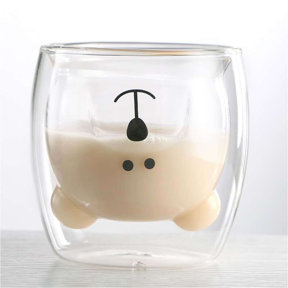 Tasse en verre Double transparente, motif ours mignon, pour café, boisson au lait, pour Couple: G