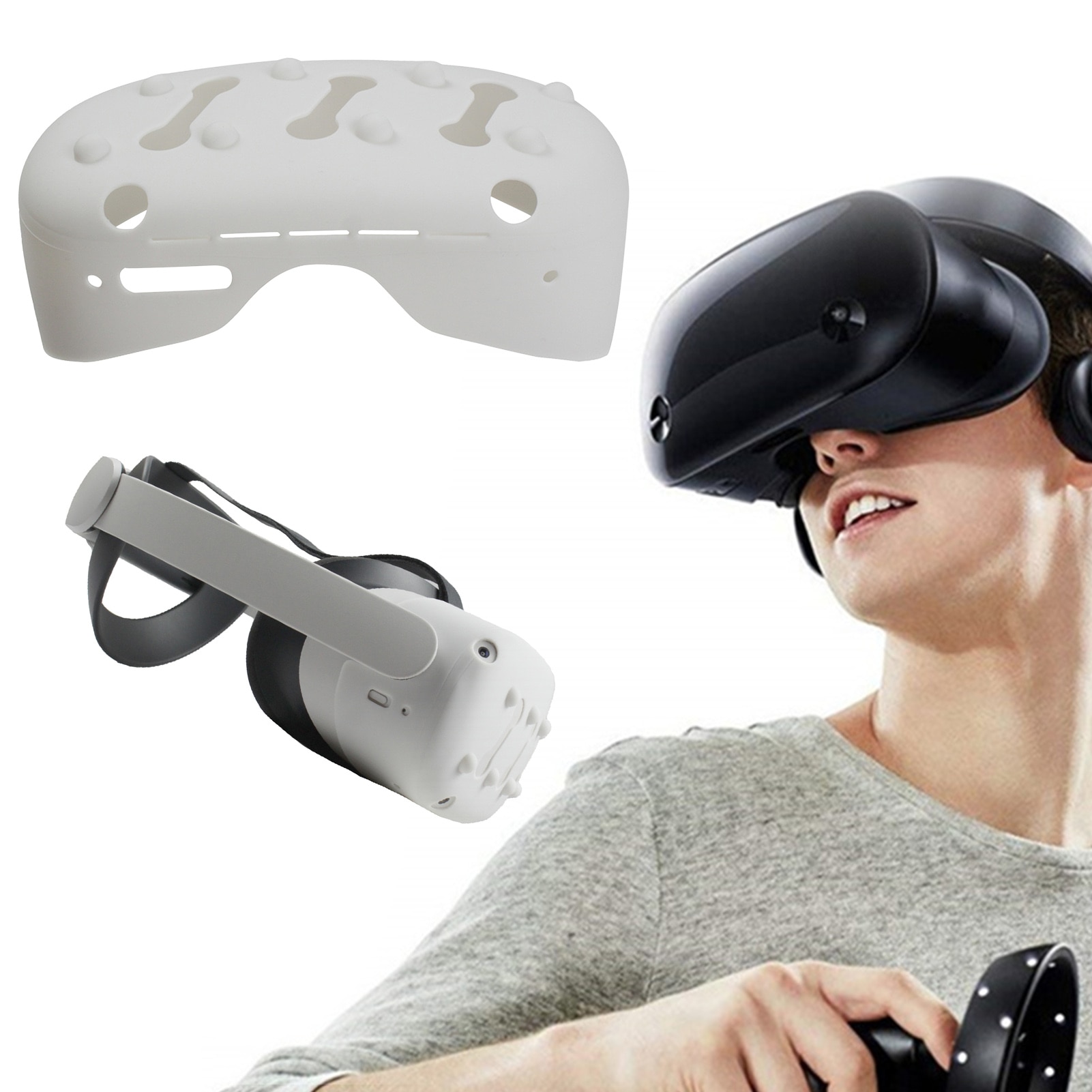 Vr Helm Beschermende Front Cover Voor Oculus Quest 2 Vr Siliconen Anti-Throw Bescherming Case Headset Accessoires