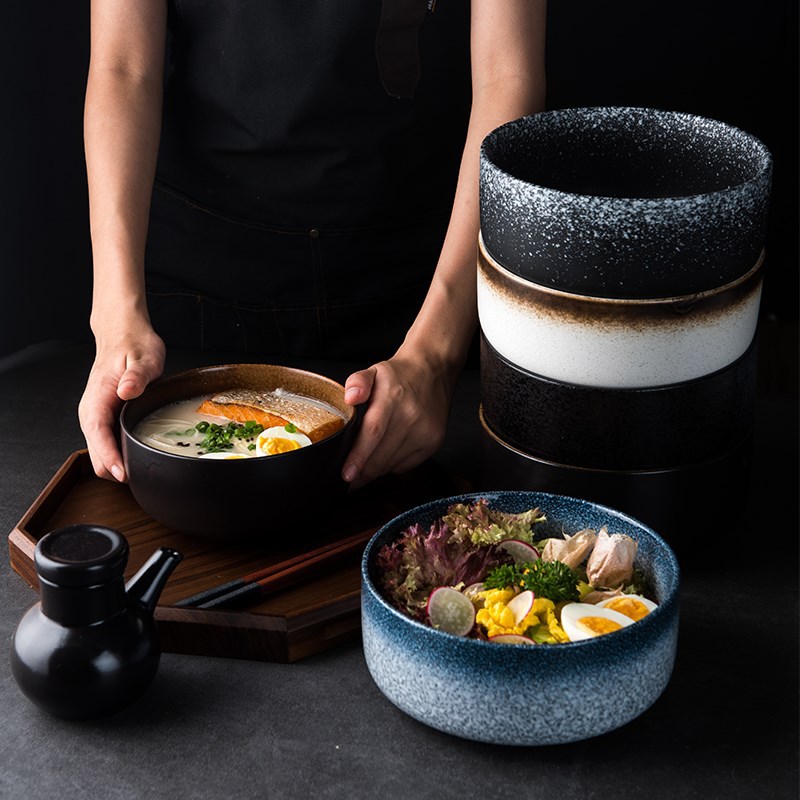 Japansk stil keramisk nudelskål restaurant suppeskål ramen matte frukt risskål servise restaurant kjøkkenverktøy
