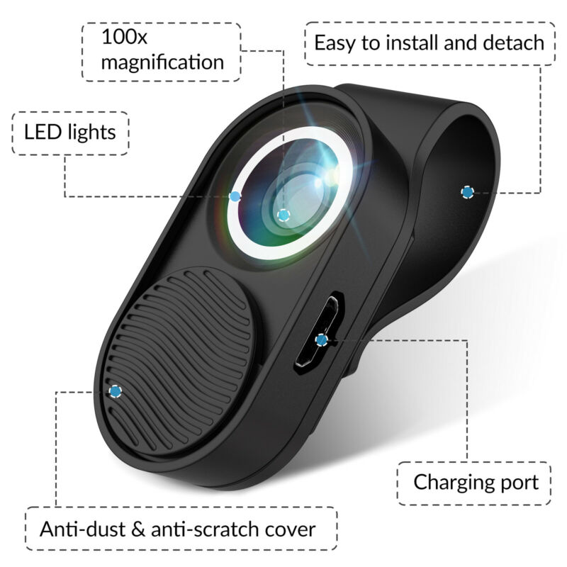 100X Mobile Phone Microscope Lens LED Cell Phone Microscope Lenses