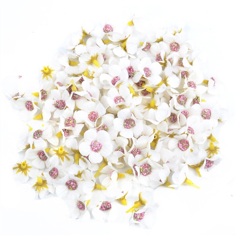 200PCS Mini 2cm Multicolor Daisy Flower Heads Mini Silk Cheap Artificial Flowers for Wreath Scrapbooking Home Wedding Decoration
