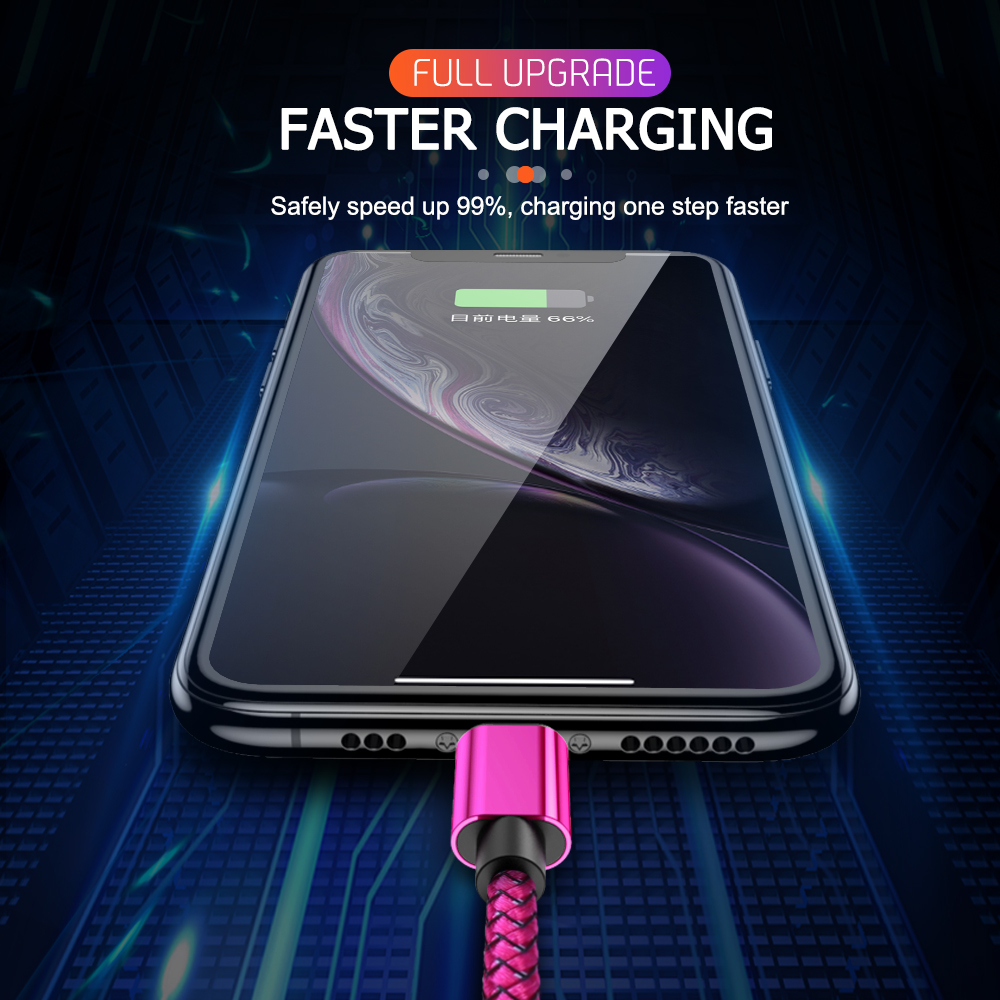 USB-Kabel für iPhone 11 12 13 14 Profi X XS Max XR 6s 7 8 Plus SE iPad 3A Schnellladekabel praktisch-Ladegerät Datenkabel 2m 3m