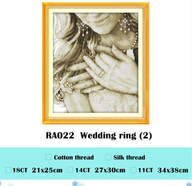 Anello di Nozze Punto Croce kit Persone Amanti 18ct 14ct 11ct Conteggio Stampato Tela di Cucitura Del Ricamo Fai da Te Cucito a Mano: giallo / 11ct print tela