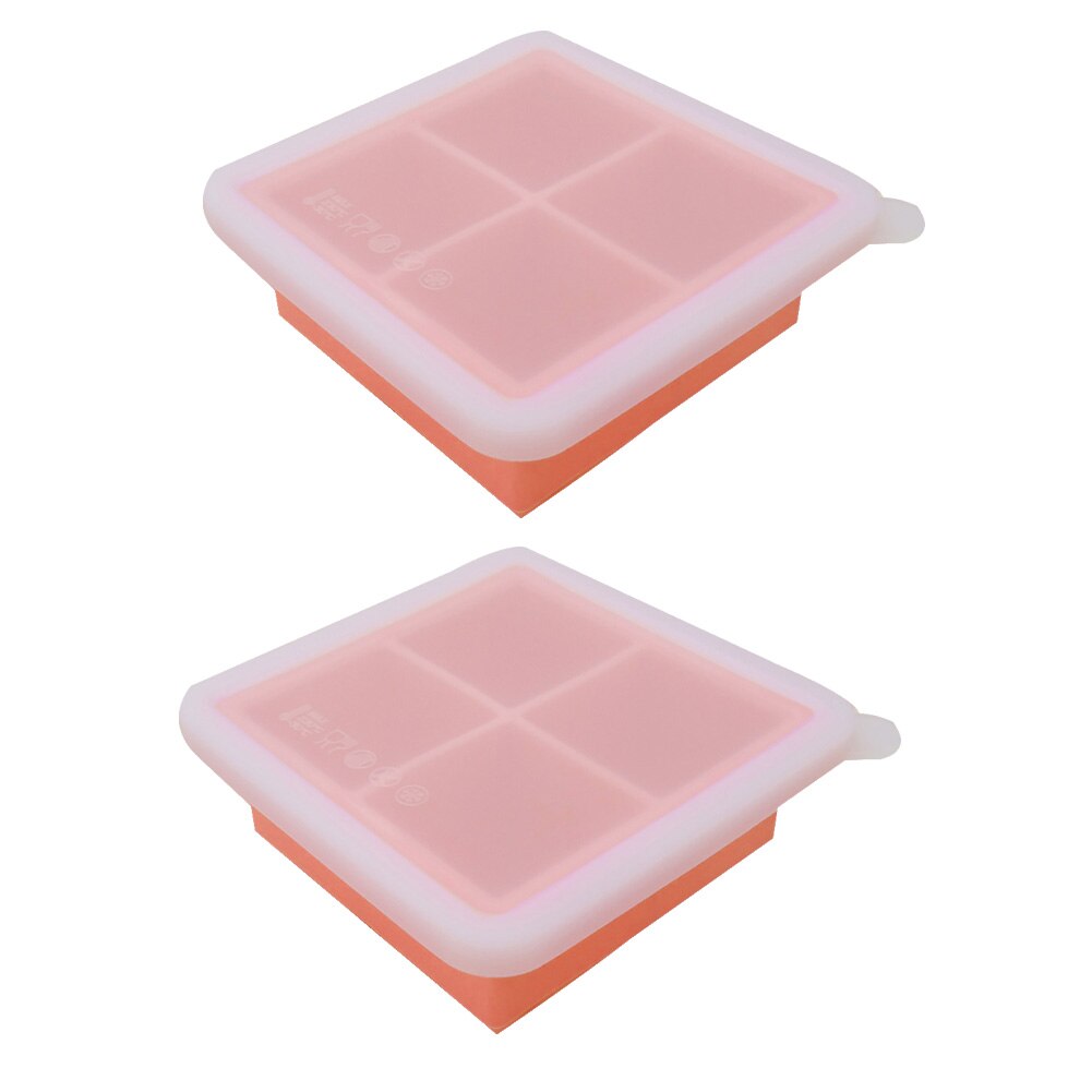 Bandeja con moldes para cubitos de hielo, utensilios reutilizables DIY para barra de cocina con tapa, gelatina, molde para congelador, 2 uds.: Naranja