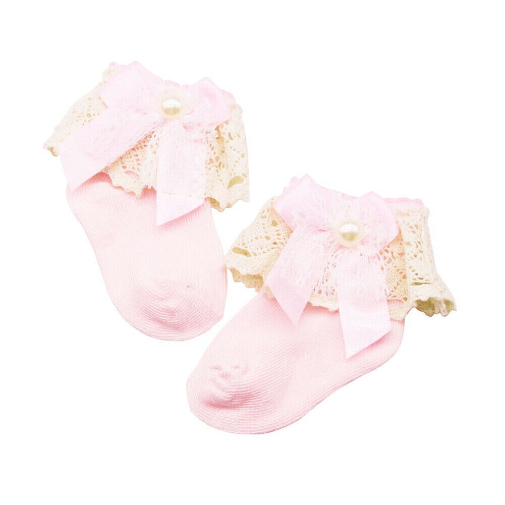 4 kleuren Leuke Meisje Baby Sokken Enkel Fancy Lace Ruffle Stroken Prinses Katoen Schoonheid Korte Sokken