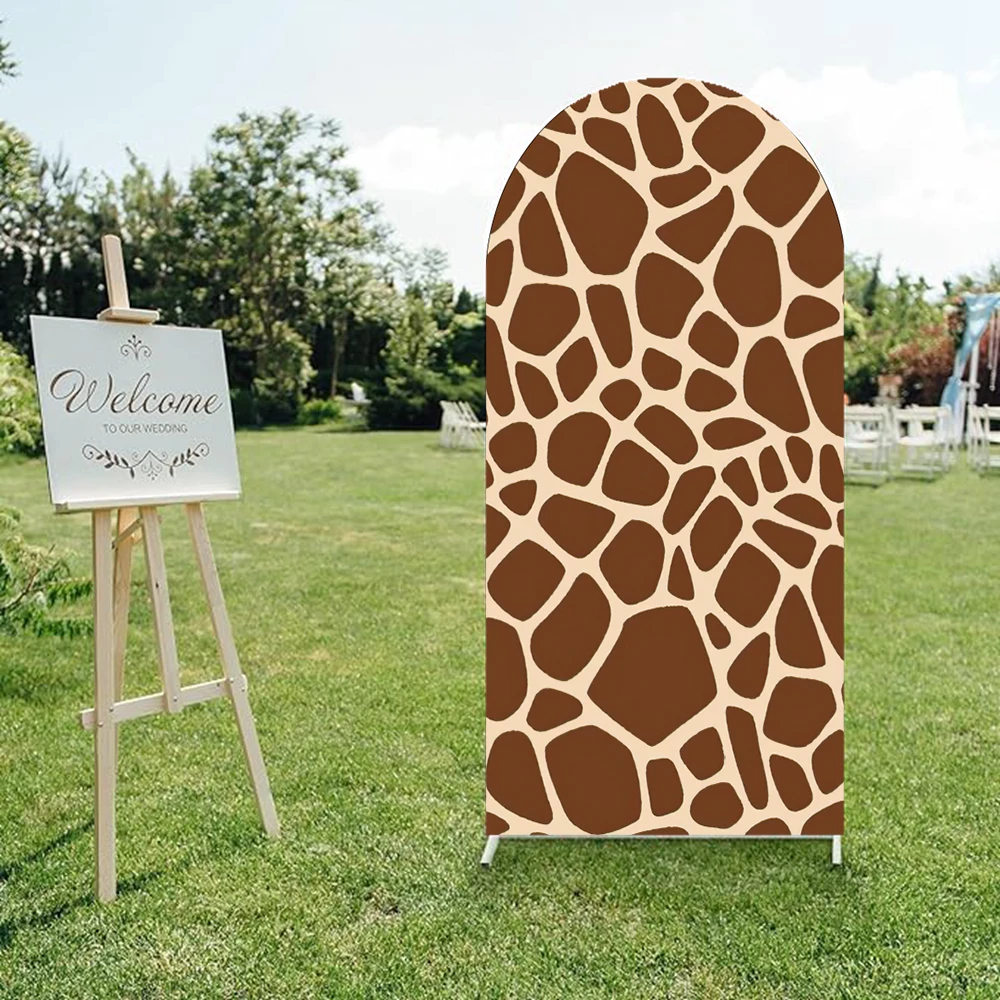 Mochicka selvagem um arco pano de fundo capa animais textura leopardo girafa zebra padrão selva safari folhas aniversário chá de bebê: cor camel / 120 * 200