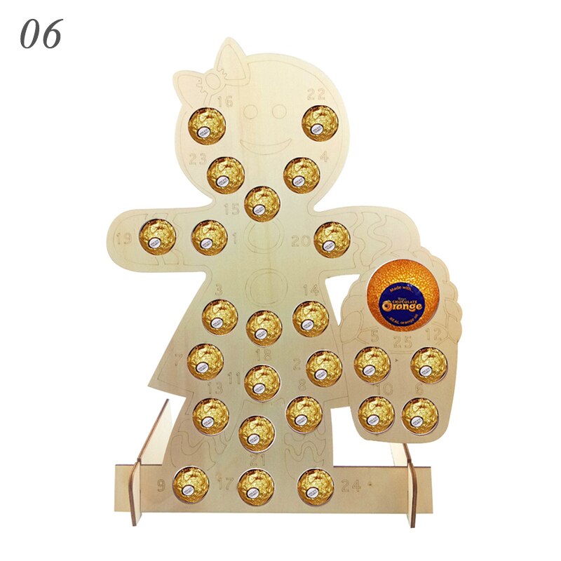 Decorazioni natalizie decorazioni artigianato in legno festa di natale portapacchi per cioccolato conto alla rovescia calendario pendolo: 6