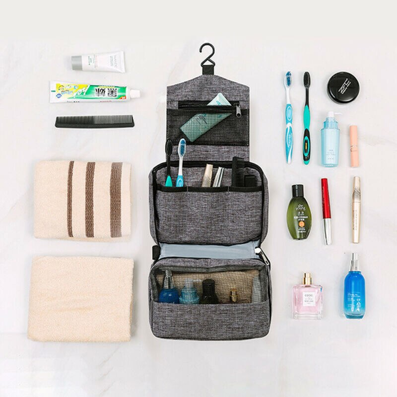 Vandtæt bærbar kosmetisk makeup toiletartikler taske rejse arrangør hænge stort badeværelse opbevaringssæt hængende rejsetaske