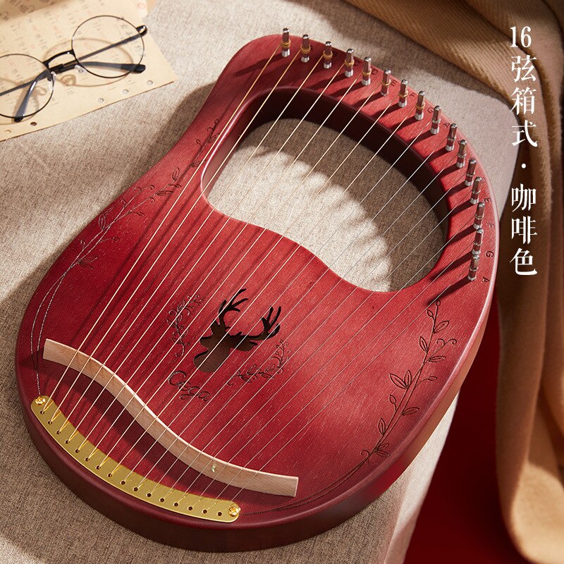 16 Strings Wooden Mahogany Lyre Harp Musical Instrument Piano Harp for Beginner with Tuning Tool Spare String Easy To Learn: 03