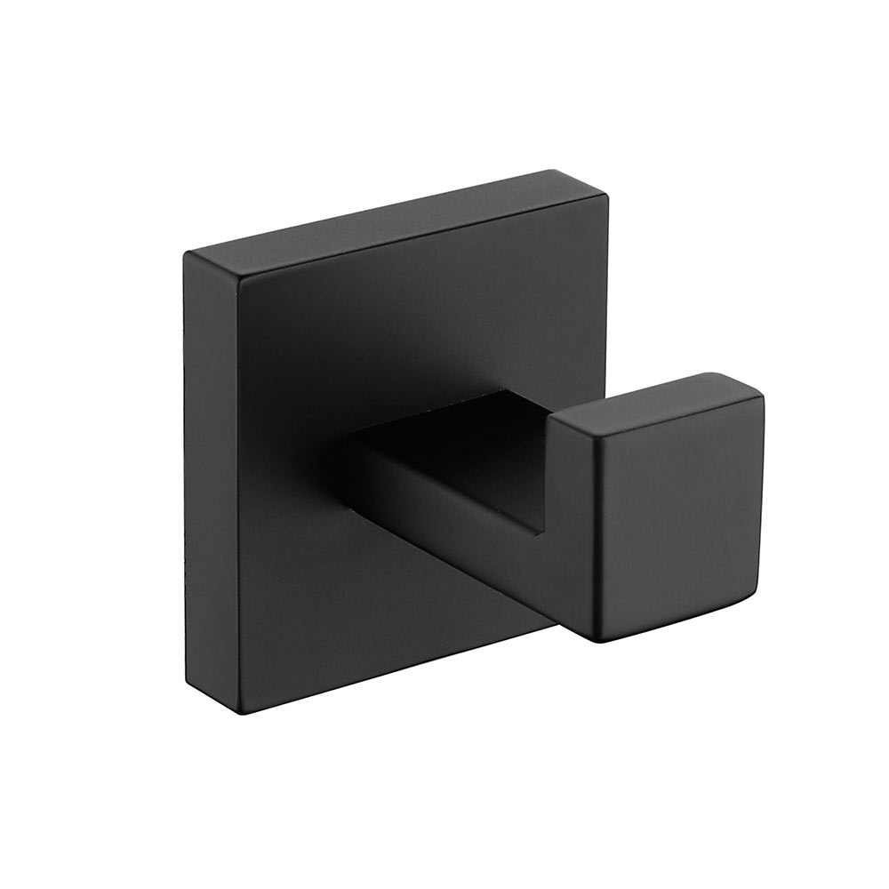 Accesorios de baño de acero inoxidable negro mate, conjunto de ganchos para bata, toallero, toallero y soporte para papel higiénico: Robe Hook