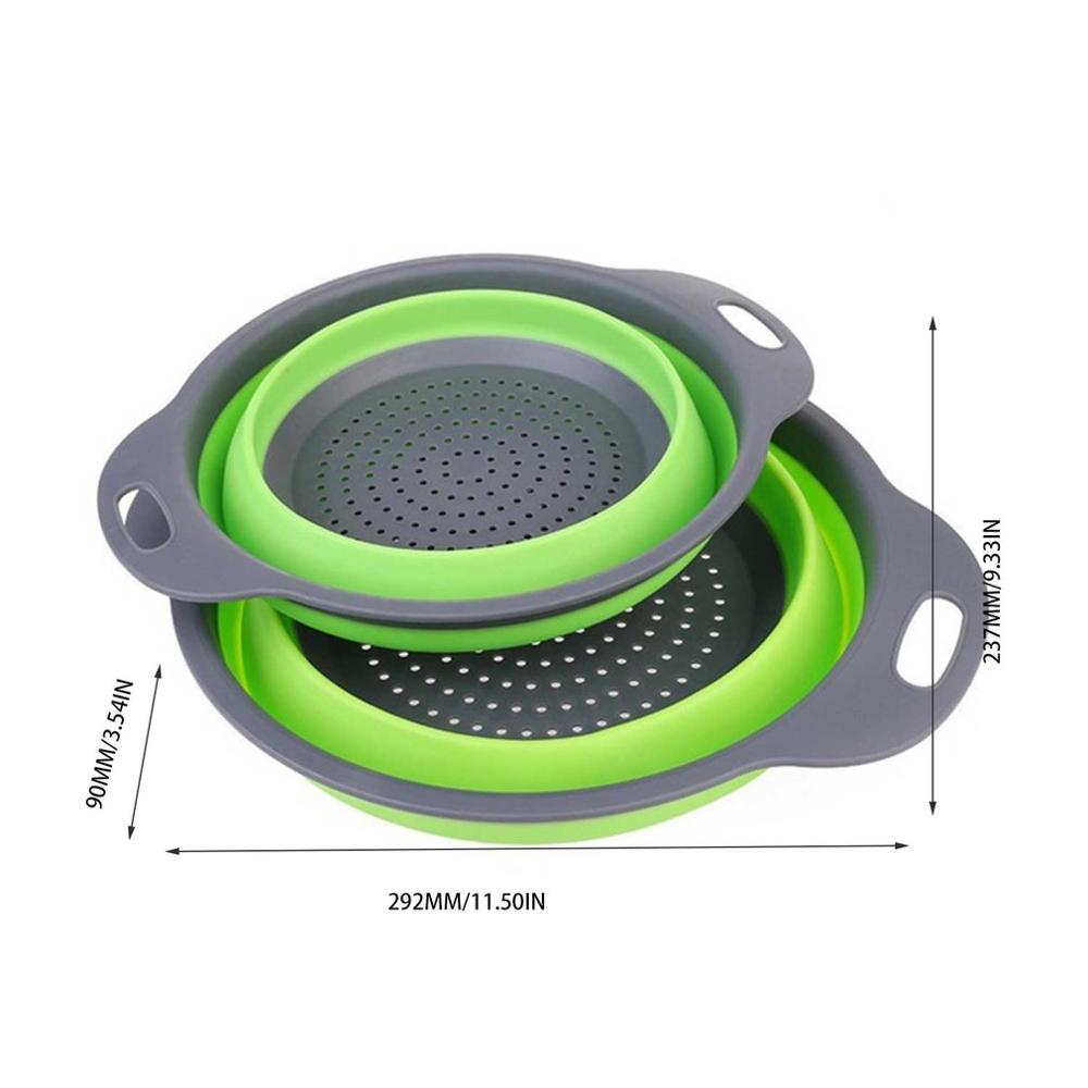 Fruit Vegetable Washing Basket Strainer Eco-Friendly Non-stick Foldable Silicone Household Colander With Handles Kitchen Tools
