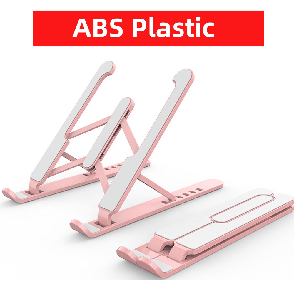 Laptop Stand Aluminium Legering Notebook Stand Opvouwbaar Voor Laptop Base Macbook Pro Holder Verstelbare Beugel Computer Accessoires: ABS Plastic Pink