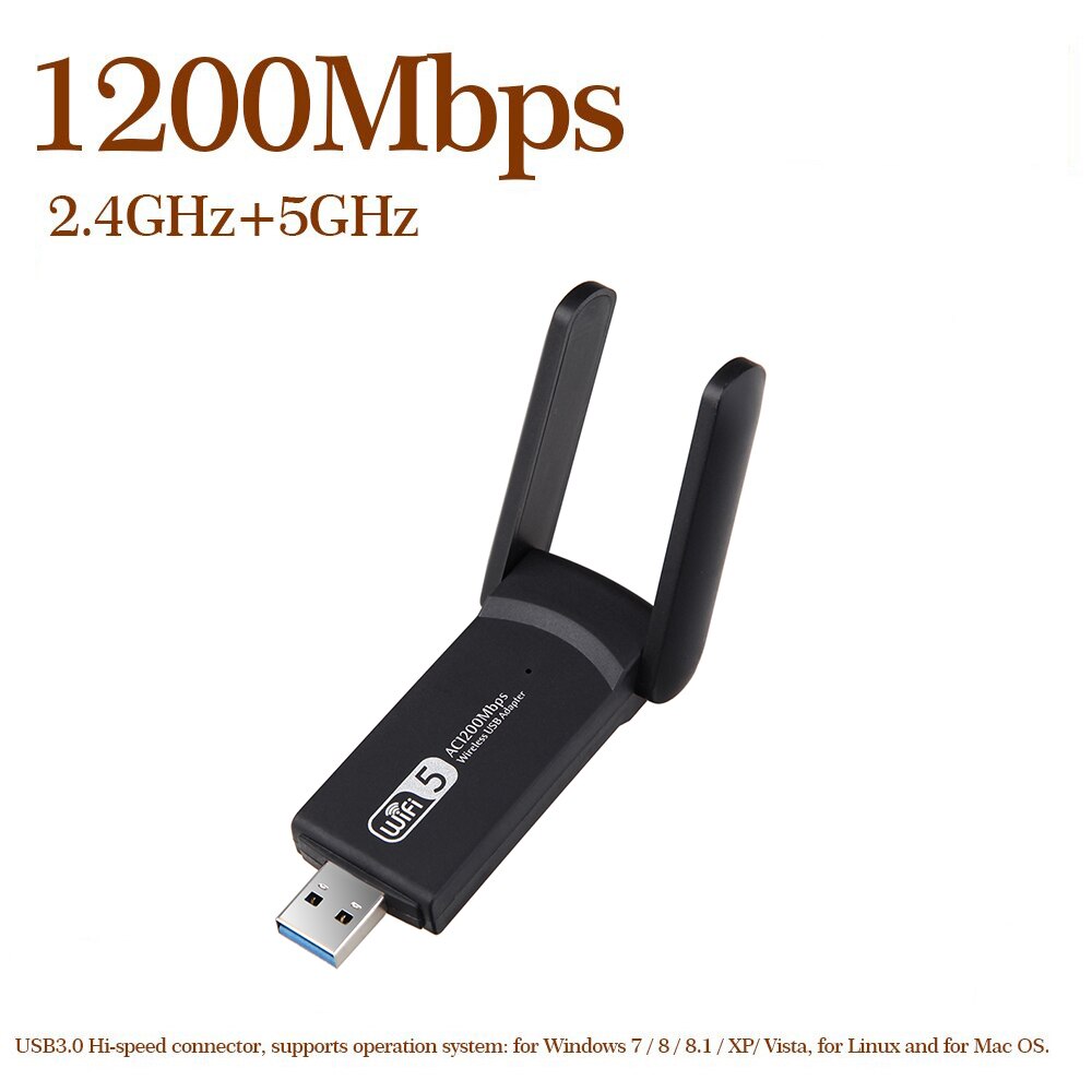 1200Mbps USB 3.0 WiFi Adapter Dual Band 2.4G 5G AC1200 Wireless Network WiFi Adapter Ethernet 802.11AC w/ Antenna for Laptop PC: 1200Mbps Model A