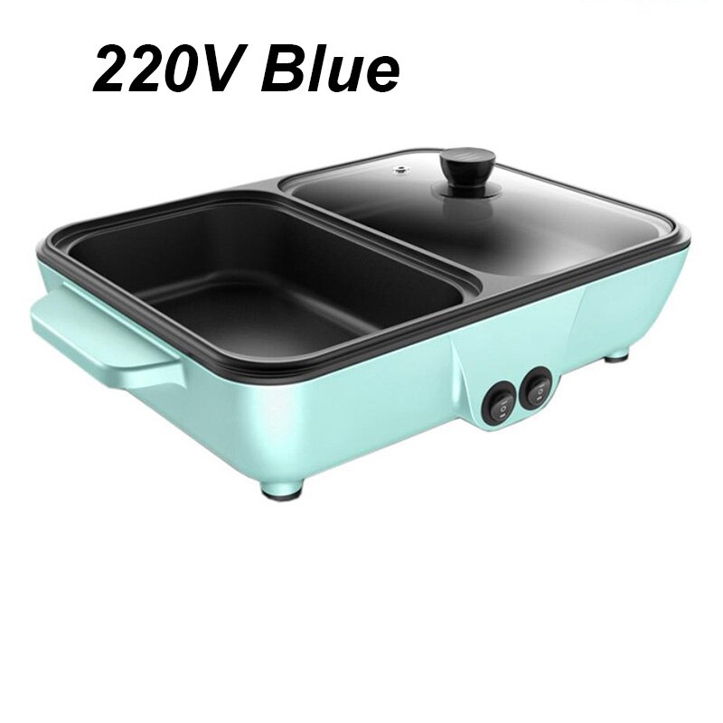 110V/220V Mini Rice Cooker Electric Cooking Machine Single/Double Layer Available Pot Multi Electric Electric Grill: 220V Blue