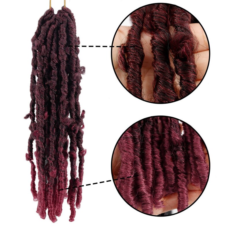 Long 14inch Butterfly Faux Locs Synthetic Crochet Braids Hair Extensions 20 Strands/pack Natural Black Curly Braiding Hair