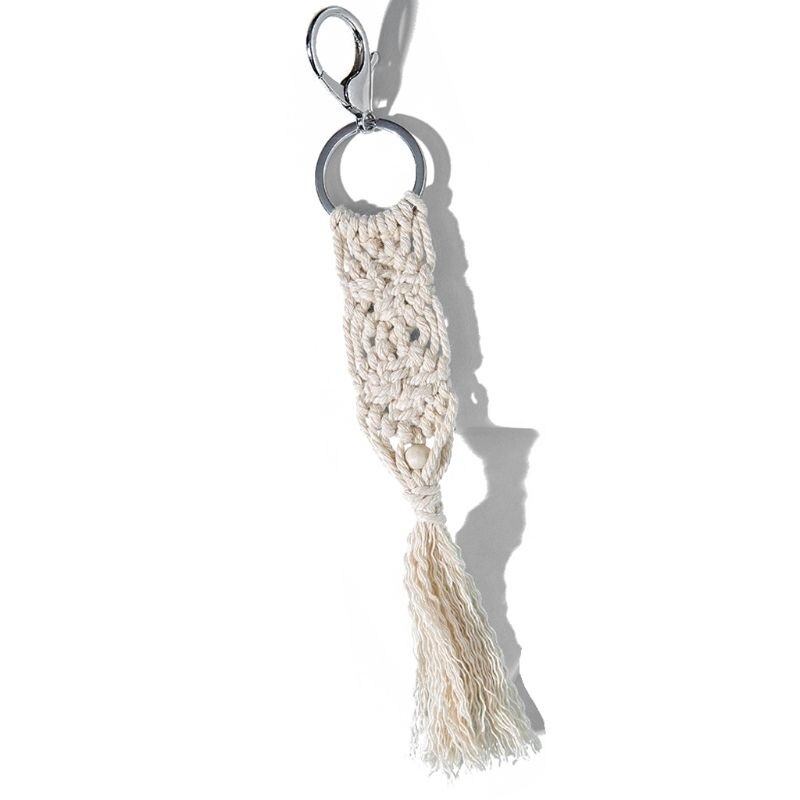 Mini Macrame Keychains Boho Macrame Bag Charms with Tassels Handcrafted Accessory for Car Key Purse Phone Wallet Unique Wedding: B