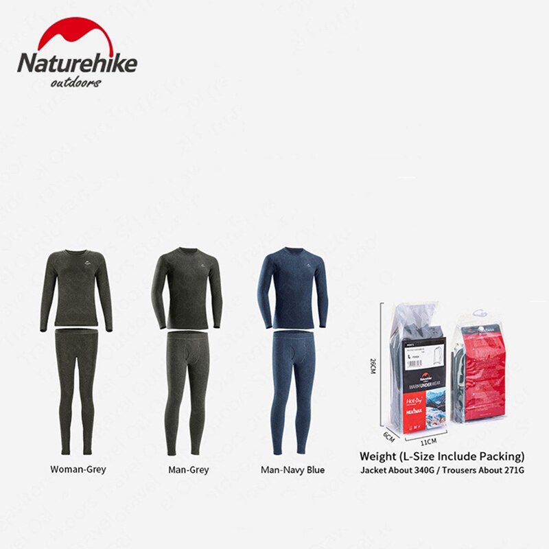 Naturehike Acryl Vezels Viscose Spandex Nylon Sneldrogende Wicking Thermisch Ondergoed Suits Voor Skiën Wandelen