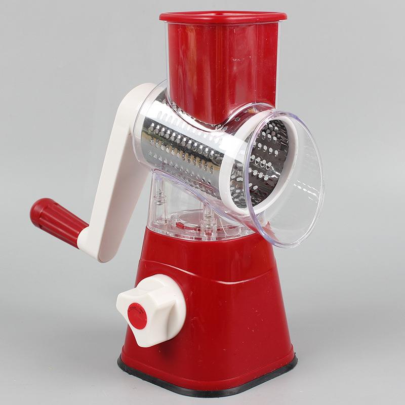 3 In 1 Multifunctionele Roterende Rasp Keuken Accessoires Groentesnijder Eten Processors Aardappelen Snijden Versnipperen Gadget: red