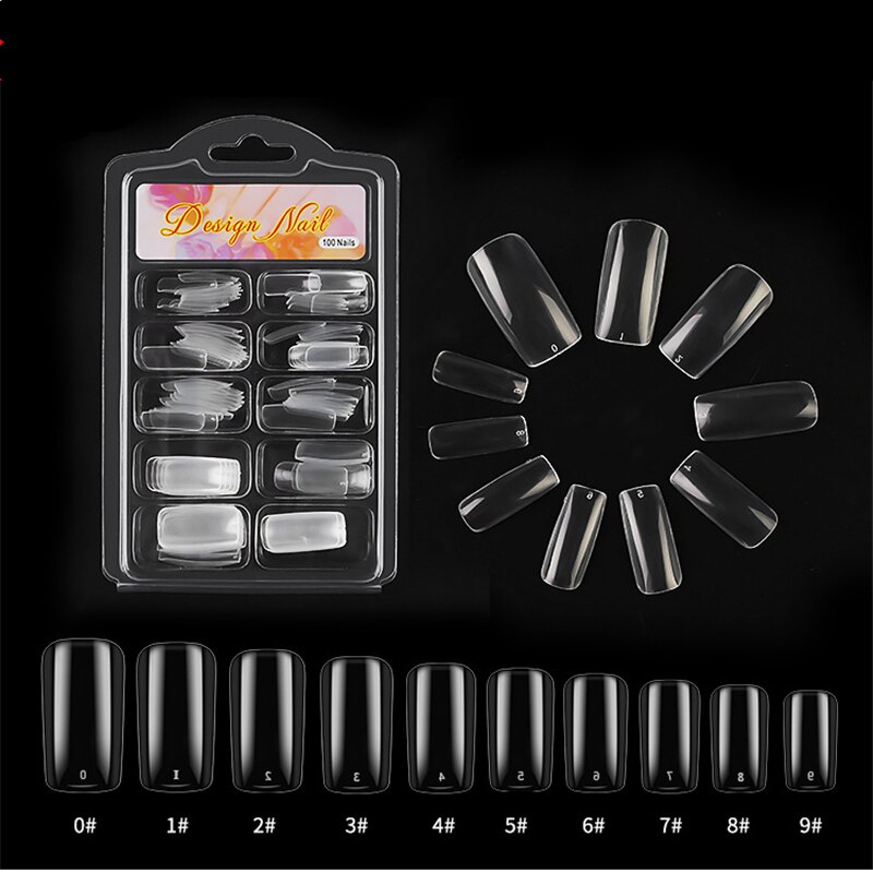100 stuks/doos kunstmatige nageltips volledig dekkende nagels gekleurde nageltips acryl transparante nagelcapsules franse manicure nepnagels