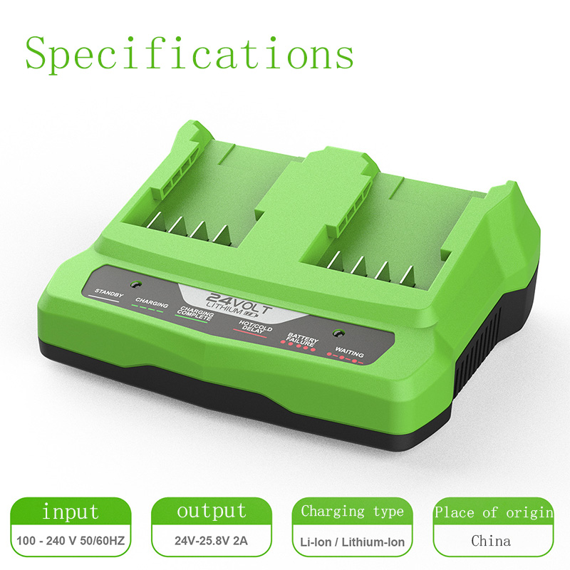 Voor Greenworks 24V Lader Dubbele Oplaadpoort 1.5a Li-Ion Acculader Voor Greenworks 24V Li-Ion Batterij