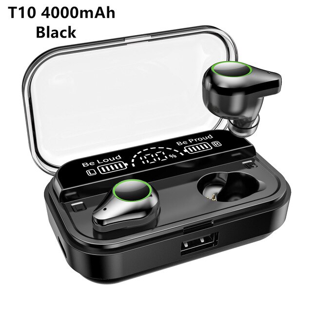 TWS Wireless Bluetooth Earphone Fingerprint Touch Stereo Headsets Sport Bluetooth Headphones With 4000mAh Waterproof Earphones: Default Title