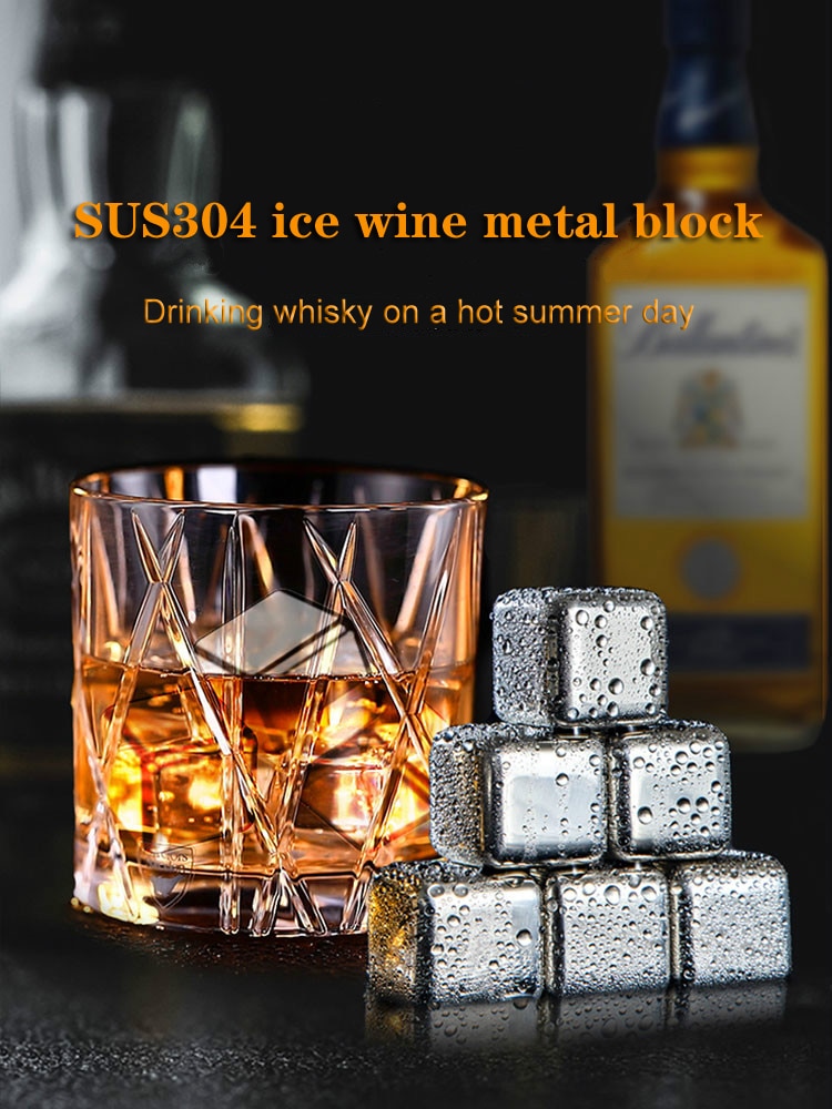 Cubos de hielo de acero inoxidable, piedras enfriadoras reutilizables para vino whisky, mantienen su bebida fría durante más tiempo, paso de prueba SGS