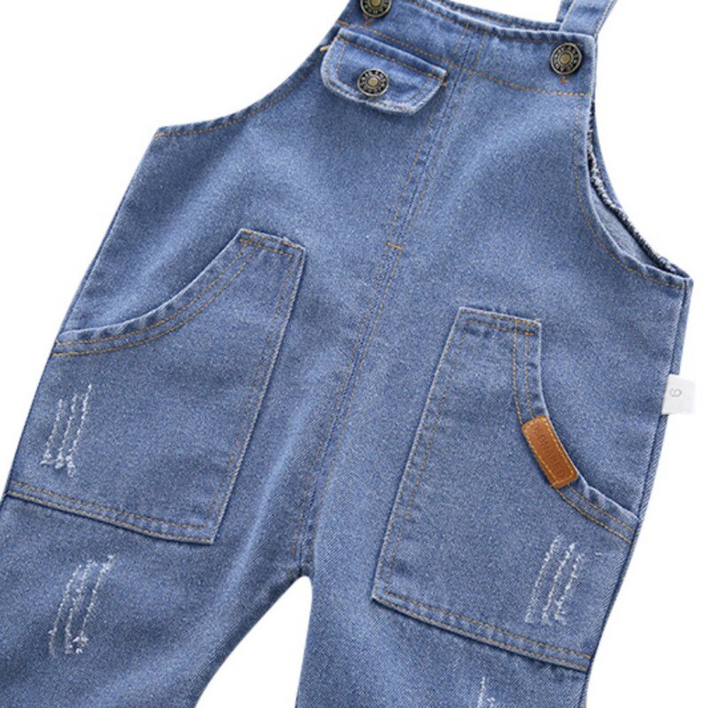 Autunno Del Bambino del Ragazzo Della Bretella Dei Bambini Dei Pantaloni di Cotone Solido Pantaloni Modello Denim Tute E Salopette Pantaloni