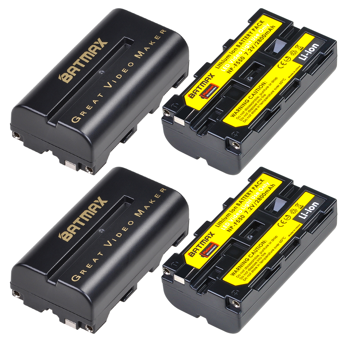 Batmax NP-F550 NP-F570 F550 Batterij + Led Usb Dual Charger Voor Yongnuo Godox Led Video Licht YN300 Ii YN300 Iii YN600 Air T119S: 4 battery