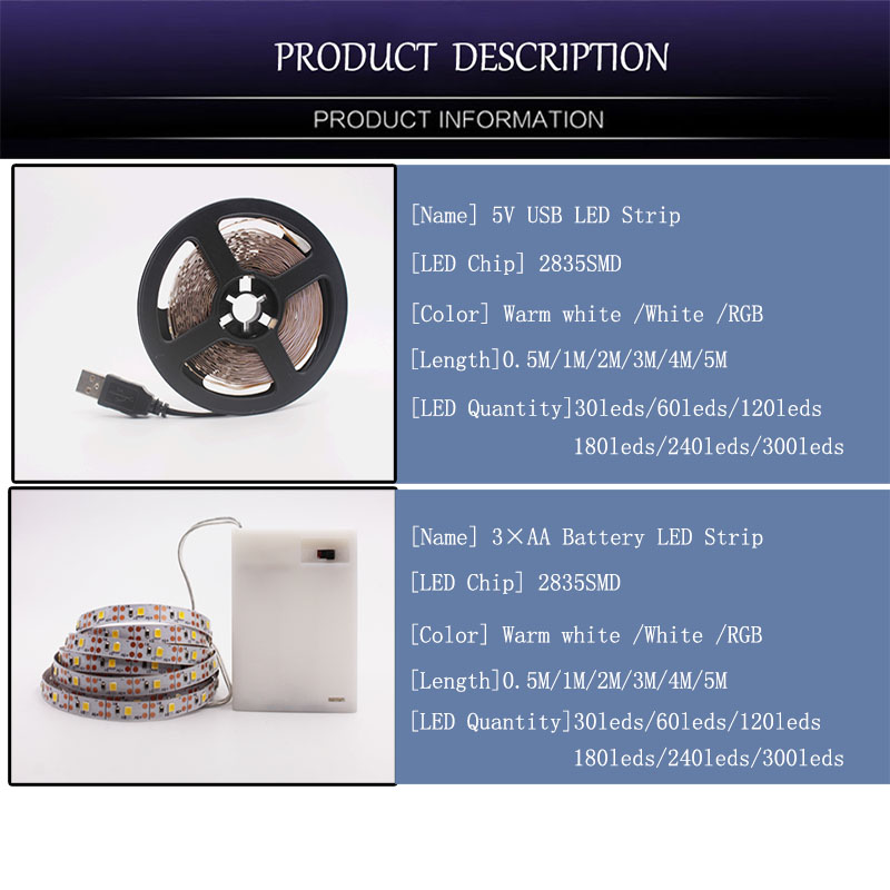 USB 3XAA Batterij LED Strip DC 5V Flexibele Licht 60LEDs 50CM 1M 2M 3M 4M 5M SMD 2835 Desktop Decor Screen TV Achtergrond Verlichting