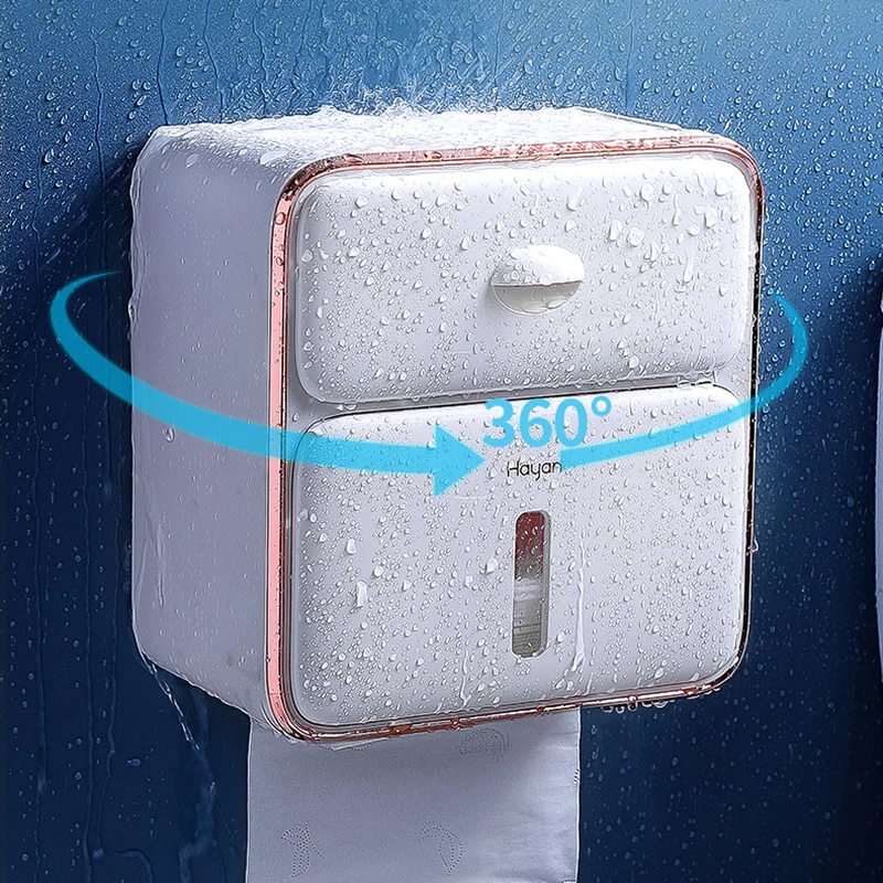 Porte-papier hygiénique mural, tube de rouleau de papier toilette étanche, boîte de rangement, étagère à mouchoirs, produit HOProduct