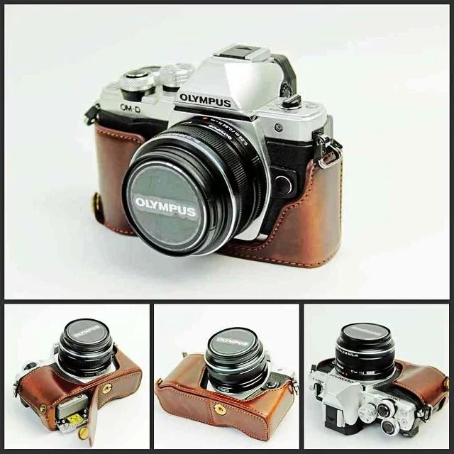 PU Leather Half Case Grip for Olympus OM-D OMD E-M10 Mark II EM10II EM10 M2 Camera Battery Opening