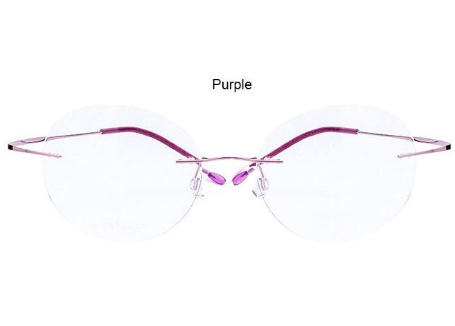 Eyesilove ultralichte randloze Optische frame mannen vrouwen Titanium Randloze bril Frame ronde brillen voor brillenglazen: Paars