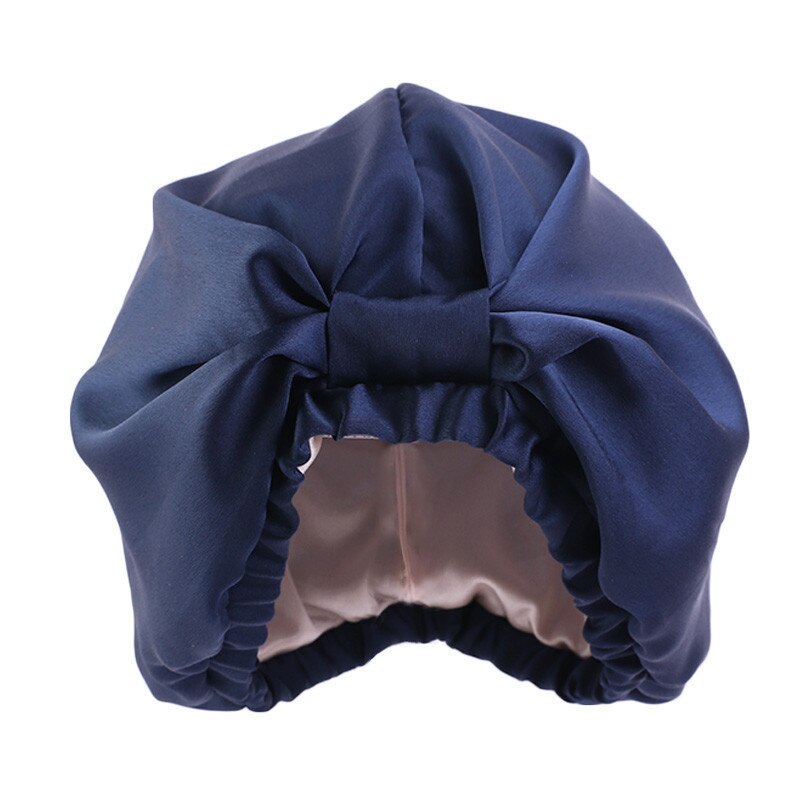 women's silky turban caps adjustable double layer satin sleeping hat bow-tie hair bonnet cap night sleep caps: 1