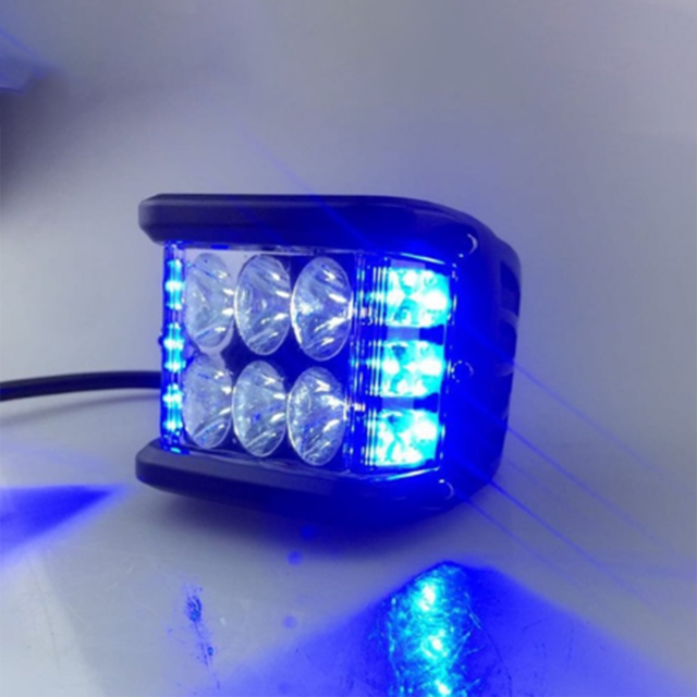 Tri-Side Shooter Dual Kleur Strobe Cree Pods Voor Truck Atv Boot 36W Wit & Amber Strobe Lamp suv Vrachtwagen Legering Auto Werk Licht: White and Blue