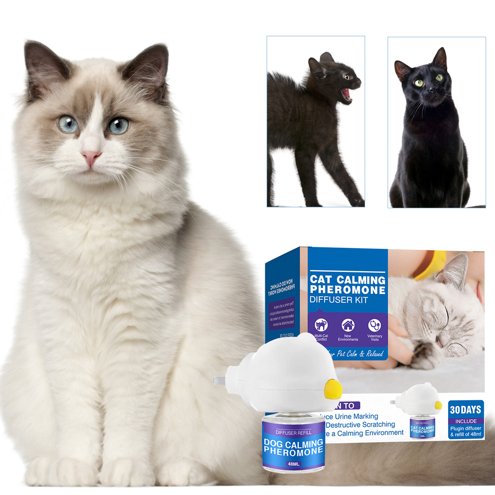 48/96ml Calming Diffuser Comfort Natural Pheromone Diffuser Calming Pheromone Long Lasting Calming Diffuser For Cats, Dogs