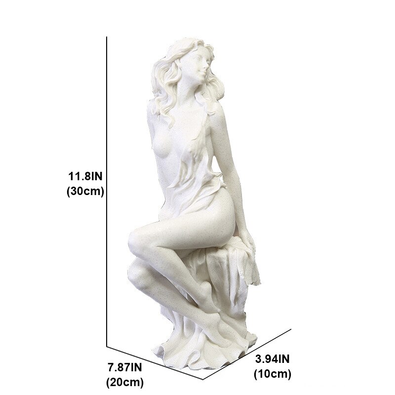 Estatua de piedra arenisca blanca para mujer, accesorios creativos de decoración del hogar europeo, escultura artesanal, , , 1 ud.