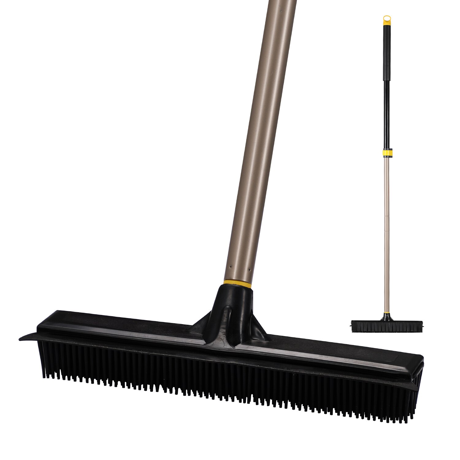 Cleanhome Telescopic Broom Rubber Bristles Carpet Brush with 53 Inch Adjustable Long Handle for Tile Floor Cleaning