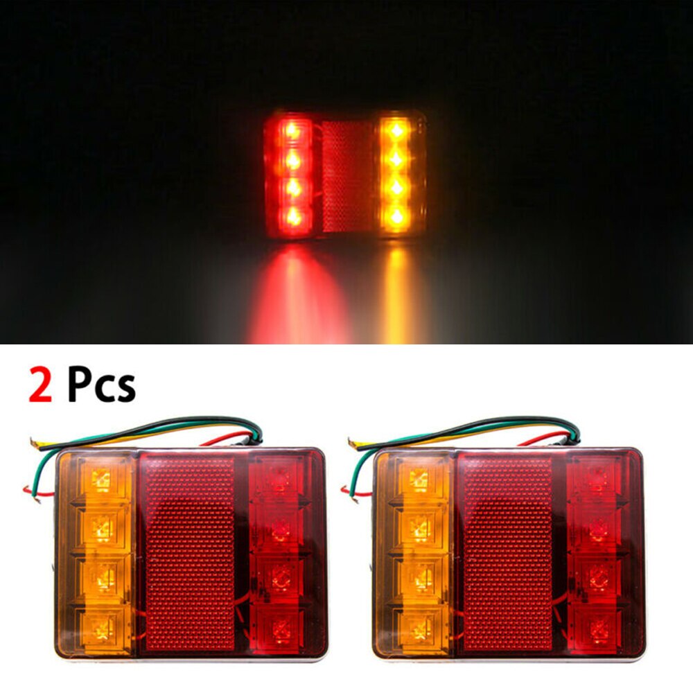 2pcs Truck Trailer LED 12V Rear Brake Stop Turn Signal Light Indicator Lamp